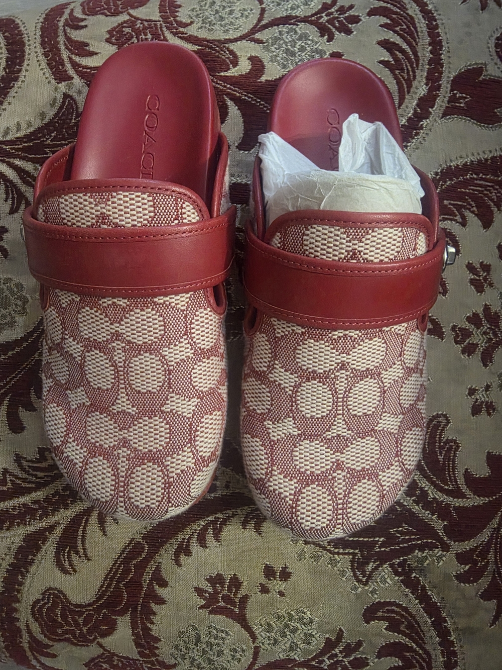 Coach Red Signature Clog Slides